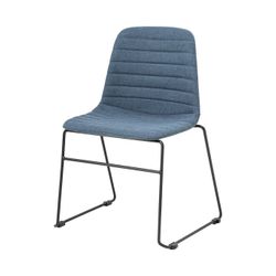 Sofia Chair Black Sled Base Steel Blue Fabric