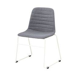Sofia Chair White Sled Base Pewter Fabric