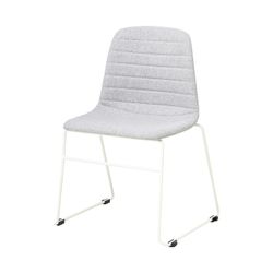 Sofia Chair White Sled Base Greymist Fabric