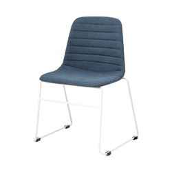 Sofia Chair White Sled Base Steel Blue Fabric