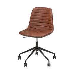 Sofia Chair Black Gas Lift Castor Base Russet Tan PU