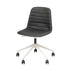 Sofia Chair White Gas Lift Castor Base Black PU