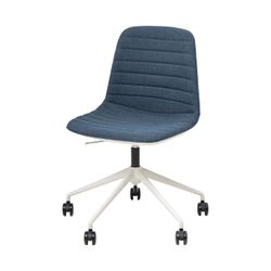 Sofia Chair White Gas Lift Castor Base Steel Blue Fabric
