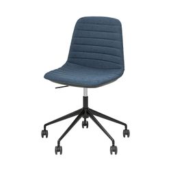 Sofia Chair Black Gas Lift Castor Base with Tilt Steel Blue Fabric