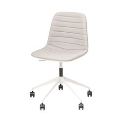 Sofia Chair White Gas Lift Castor Base with Tilt Light Grey PU