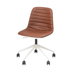 Sofia Chair White Gas Lift Castor Base with Tilt Russet Tan PU