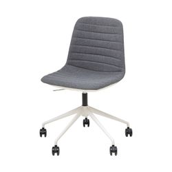 Sofia Chair White Gas Lift Castor Base with Tilt Pewter Fabric