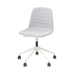 Sofia Chair White Gas Lift Castor Base with Tilt Greymist Fabric