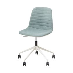 Sofia Chair White Gas Lift Castor Base with Tilt Leaf Fabric