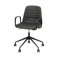 Sofia Chair Black Gas Lift Castor Base with Arms & Tilt Black PU