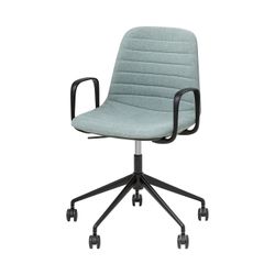 Sofia Chair Black Gas Lift Castor Base with Arms & Tilt Leaf Fabric