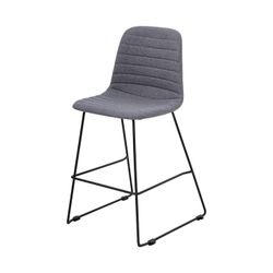 Sofia Kitchen Stool Black Sled Base Pewter Fabric