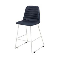 Sofia Kitchen Stool White Sled Base Navy PU