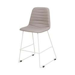 Sofia Kitchen Stool White Sled Base Light Grey PU