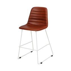 Sofia Kitchen Stool White Sled Base Russet Tan PU