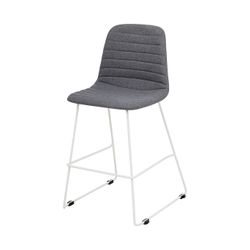 Sofia Kitchen Stool White Sled Base Pewter Fabric