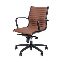 Metro Executive Midback Chair Black Base with Arms Chocolate PU