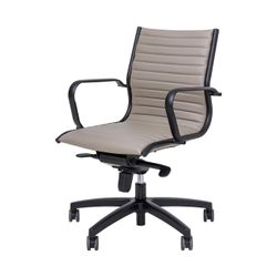 Metro Executive Midback Chair Black Base with Arms Camel PU