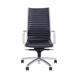 Metro Executive Highback Chair Chrome Base with Arms Black PU