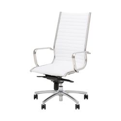 Metro Executive Highback Chair Chrome Base with Arms White PU