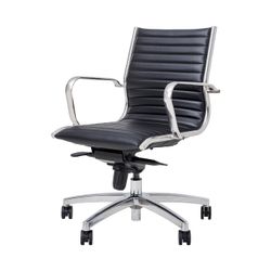Metro Executive Midback Chair Chrome Base with Arms Black PU