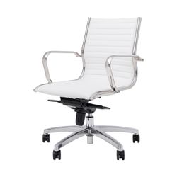 Metro Executive Midback Chair Chrome Base with Arms White PU
