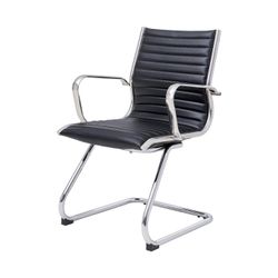 Metro Executive Midback Chair Chrome Cantilever Base with Arms Black PU