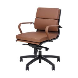 Mode Executive Chair Mid Back with Arms Black Base Chocolate PU