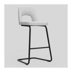 Elaro Bar Stool Black Cantilever Frame Greymist Fabric