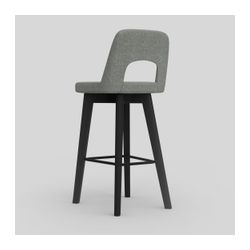 Elaro Bar Stool Black Oak 4-Leg Frame Onyx Fabric