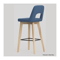 Elaro Bar Stool Natural Oak 4-Leg Frame Walnut Fabric