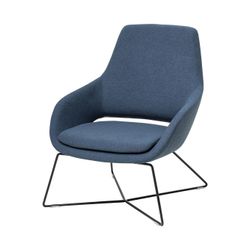 Elaro Lounge Chair Black Frame Steel Blue Fabric