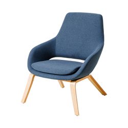Elaro Lounge Chair Natural Oak 4-Leg Frame Steel Blue Fabric