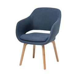 Elaro Meeting Chair 4-Leg Oak Frame Steel Blue Fabric
