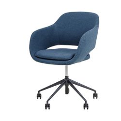 Elaro Meeting Chair Black Frame with Castors Steel Blue Fabric