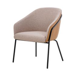 Mesa Lounge Chair Black Frame Tan PU & Walnut Fabric