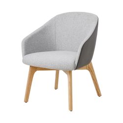 Mesa Lounge Chair 4-Leg Oak Frame Charcoal PU & Greymist Fabric