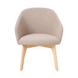 Mesa Lounge Chair 4-Leg Oak Frame Tan PU & Walnut Fabric