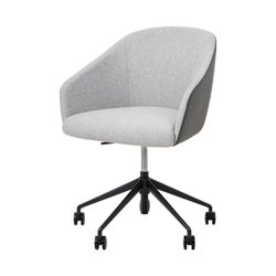 Mesa Lounge Chair Black Frame with Castors Charcoal PU & Greymist Fabric