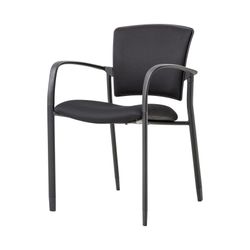 Zipp Visitor Chair 4-Leg Black Frame with Arms Black Fabric