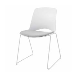 Vista Glide Chair White Sled Base White Shell & Silver Seat Pad