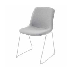 Vista Glide Chair White Sled Base Silver Fabric