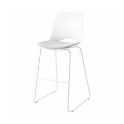 Vista Rise Barstool White Sled Base White Shell & Silver Seat Pad