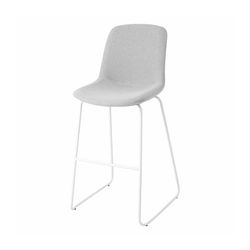 Vista Rise Barstool White Sled Base Silver Fabric