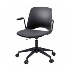 Vista Swivel Chair Black Base & Arms Black Shell & Charcoal Seat Pad