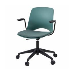Vista Swivel Chair Black Base & Arms Moss Shell & Kellygreen Seat Pad