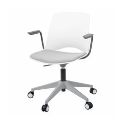 Vista Swivel Chair Grey Base & Arms White Shell & Silver Seat Pad