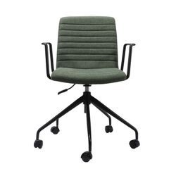 Pixel Breakout & Meeting Chair Black 5 Star Base with Arms Olive Fabric