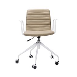 Pixel Breakout & Meeting Chair White 5 Star Base with Arms Almond PU