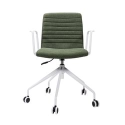 Pixel Breakout & Meeting Chair White 5 Star Base with Arms Olive Fabric